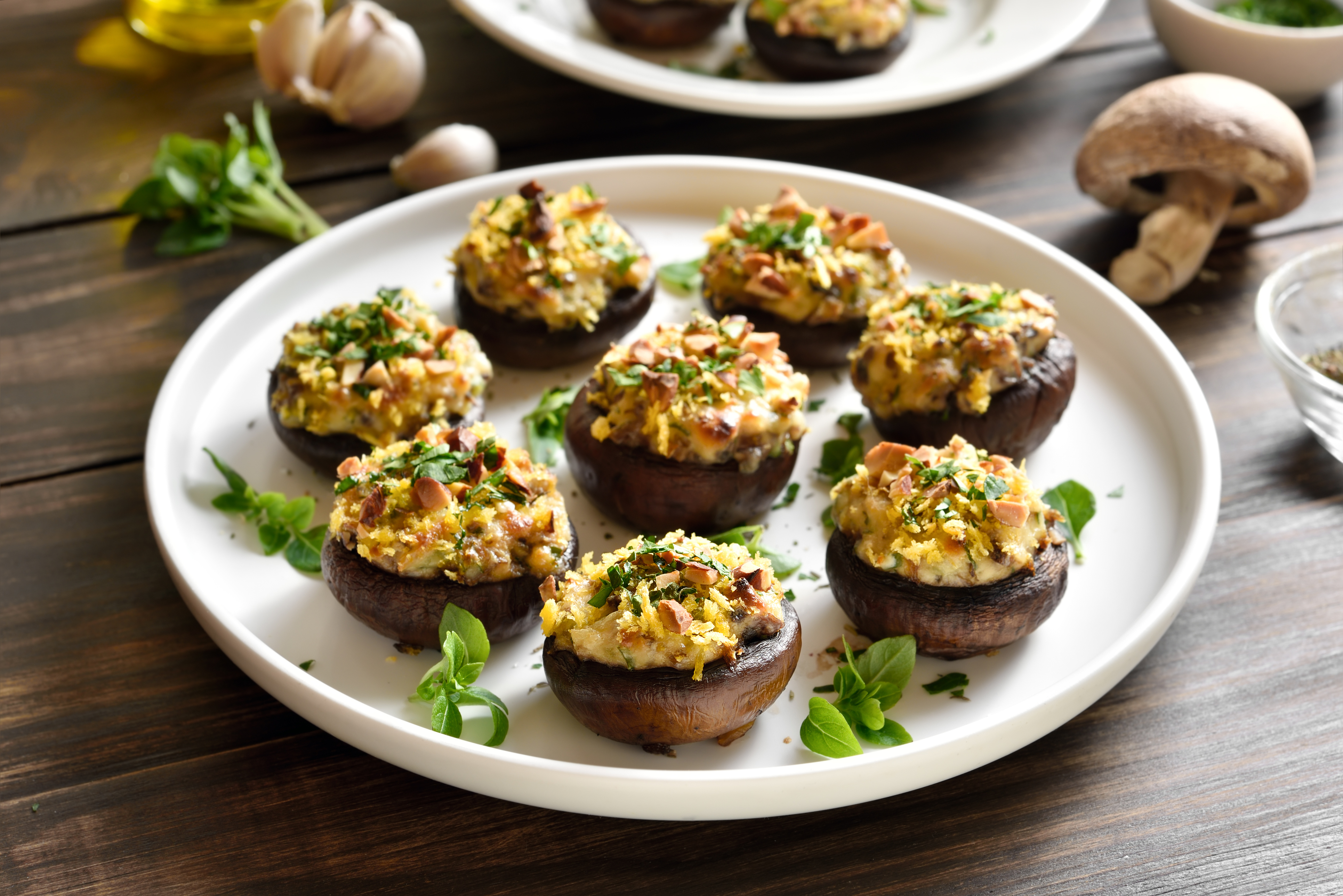 Champiñones portobello rellenos con jamón ibérico
